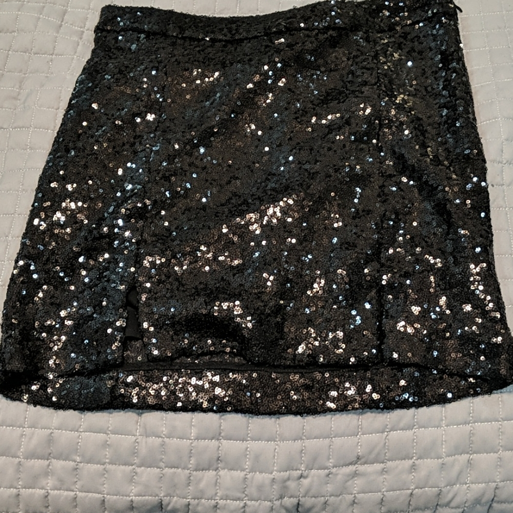 Black sequin mini skirt